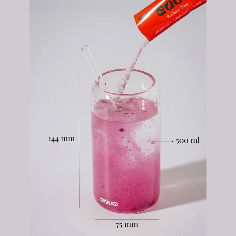 Glass Tumbler + straw