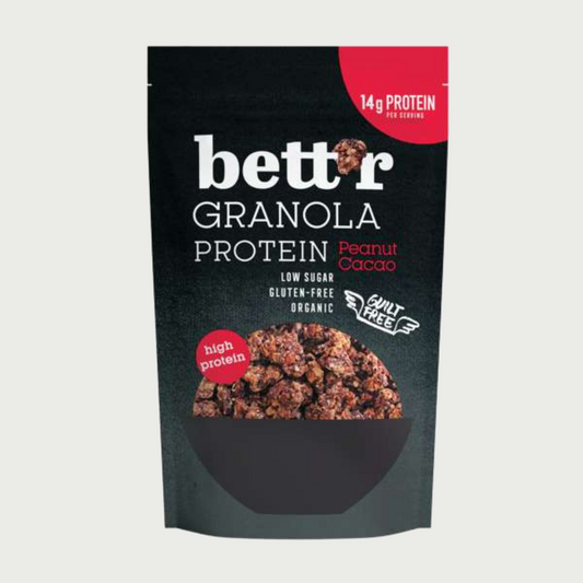 Granola protein, peanut cacao.
